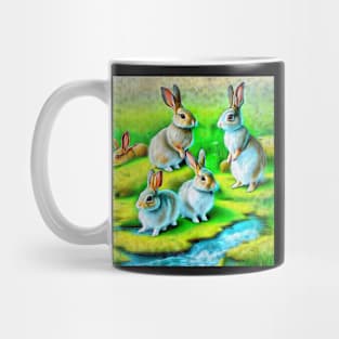 Bunny Rabbits by a Stream 2 Mug